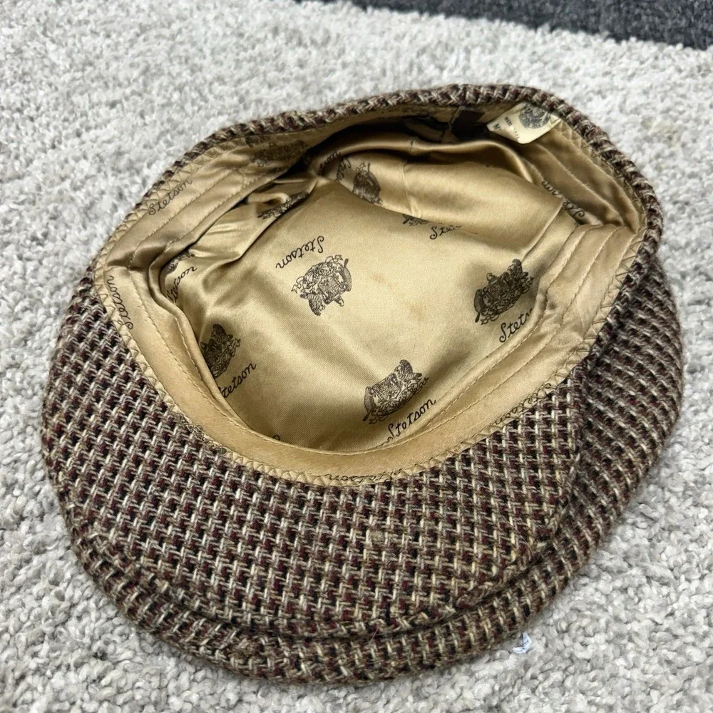 Vintage Stetson flat cap hat tweed Men's size Medium‎ USA (for restoration)